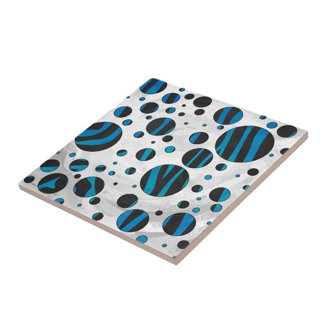 Carreau Polka Dot Zebra Motif noir et bleu (Côté)