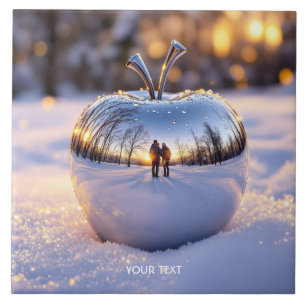Carreau Pomme à neige d'hiver mignonne Imaginaire