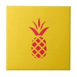 Carreau Pomme de pin rouge en jaune.