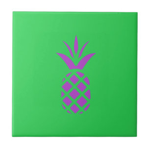 Carreau Pomme de pin violet en vert.