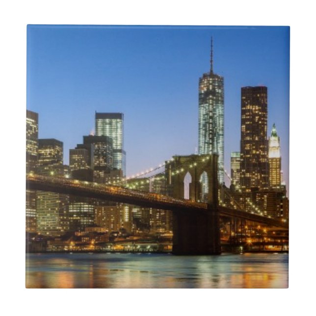Carreau Pont de Manhattan et de Brooklyn au crépuscule (Devant)