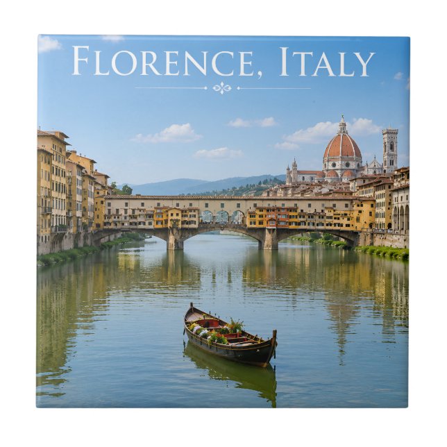 Carreau Ponte Vecchio Paysage Urbain Romantique (Devant)