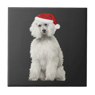 Carreau Poodle de Noël Arbre de Noël Chien Chiot Aquarelle