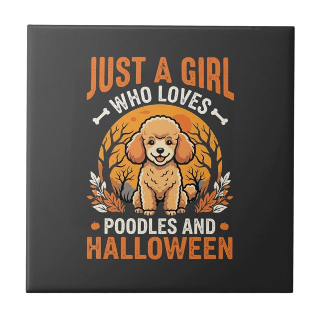 Carreau Poodles Halloween Fille Conception Amoureux de Chi (Devant)