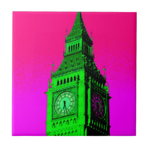 Carreau Pop Art Big Ben Londres Voyage rose Vert