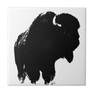 Carreau Pop Art Buffalo Bison Silhouette