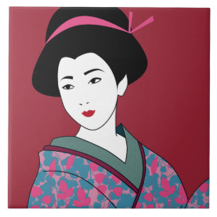 Carreau Pop Art Geisha en Floral Kimono Custom
