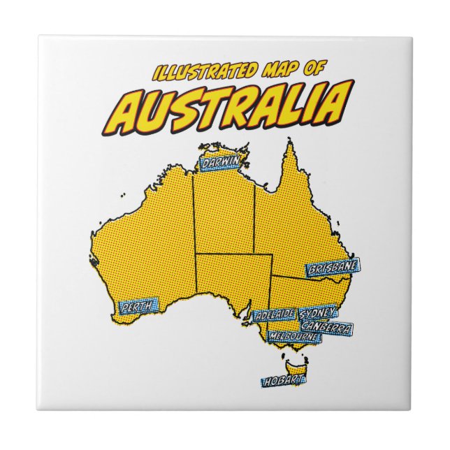 Carreau Pop Art Illustré Australie  (Devant)