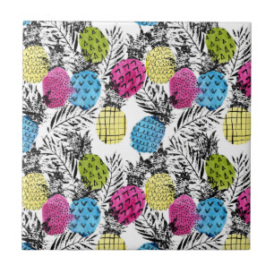 Carreau Pop Art Pineappy Et Palm Feuilles