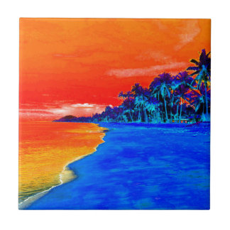 Carreau Pop Art Plage Exotique Palmiers