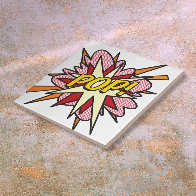Carreau POP Fun Rétro Bande Dessinée Pop Art (POP Fun Retro Comic Book Pop Art Ceramic Tile)