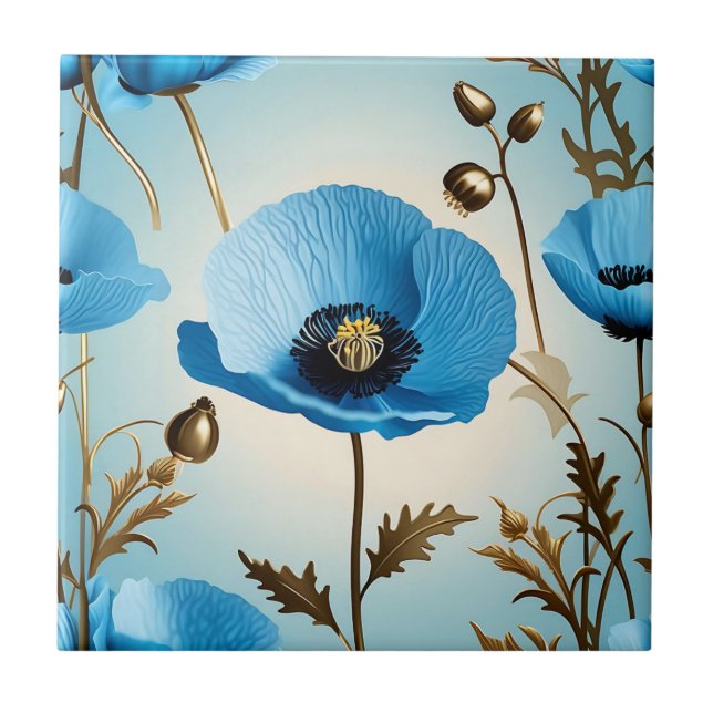 Carreau Poppie Bleue Botanique De Luxe (Devant)
