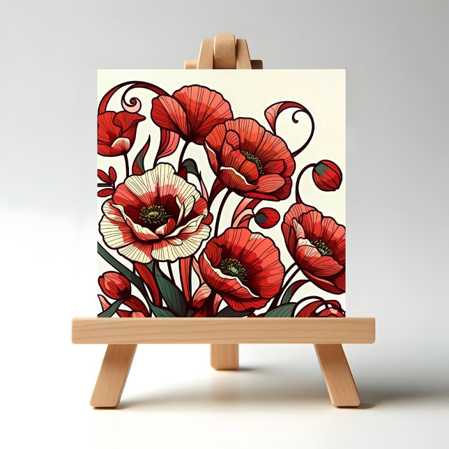 Carreau Poppies (Illustration of Poppies displayed on an easel.)