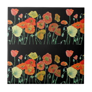 Carreau Poppies Fleurs de Pavot Rouge Orange Jaune Pavot A
