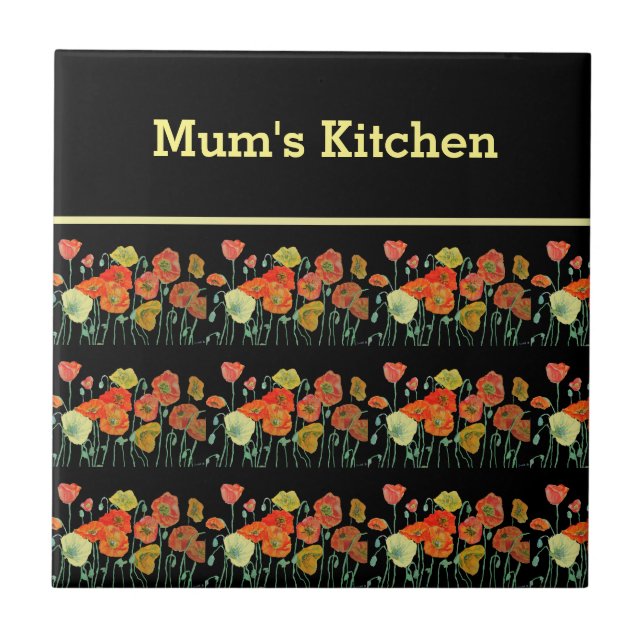 Carreau Poppies Fleurs de Pavot Rouge Orange Jaune Pavot A (Devant)