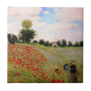 Carreau Poppies rouges par Monet - Poppy Field Parasol Fem