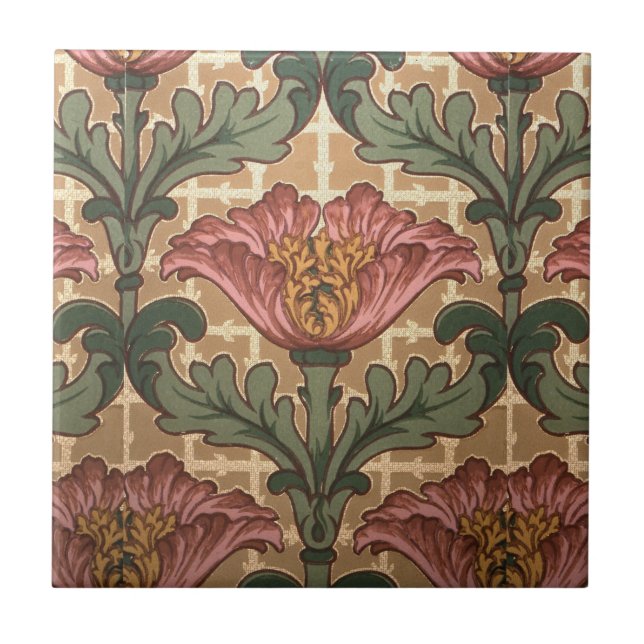 Carreau Poppy Comme Fleur Dusty Rose Bourgogne (Devant)