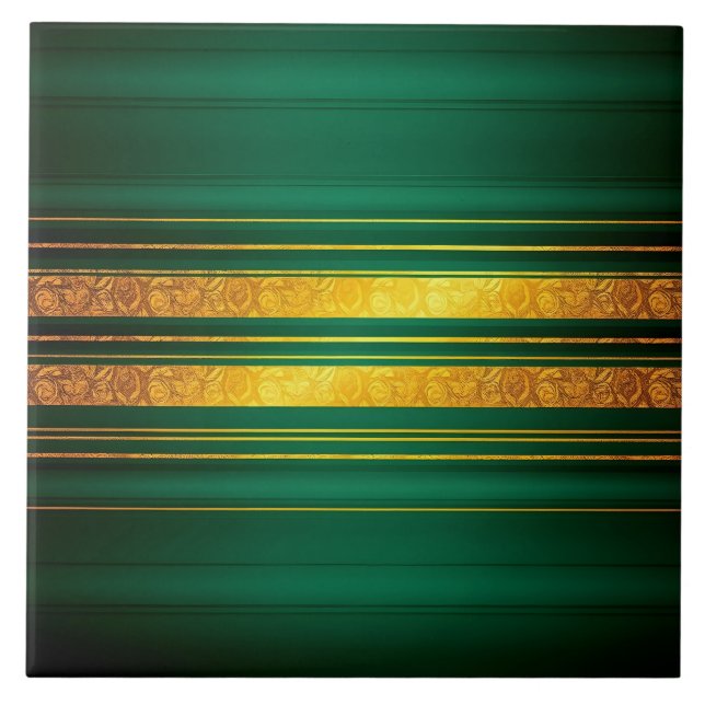 Carreau Populaire Green Gold Luxury Linen Texture Collecti (Devant)