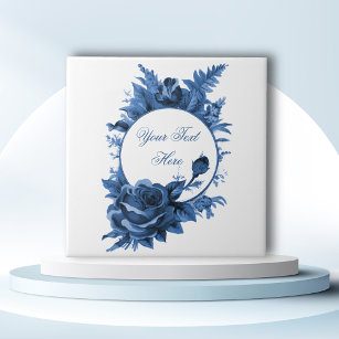 Carreau Porcelaine Cadre Floral Bleu