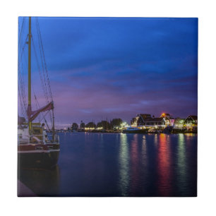 Carreau Port de Volendam illuminé la nuit