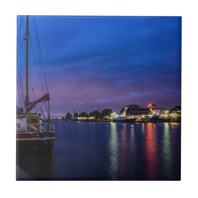 Carreau Port de Volendam illuminé la nuit (Devant)