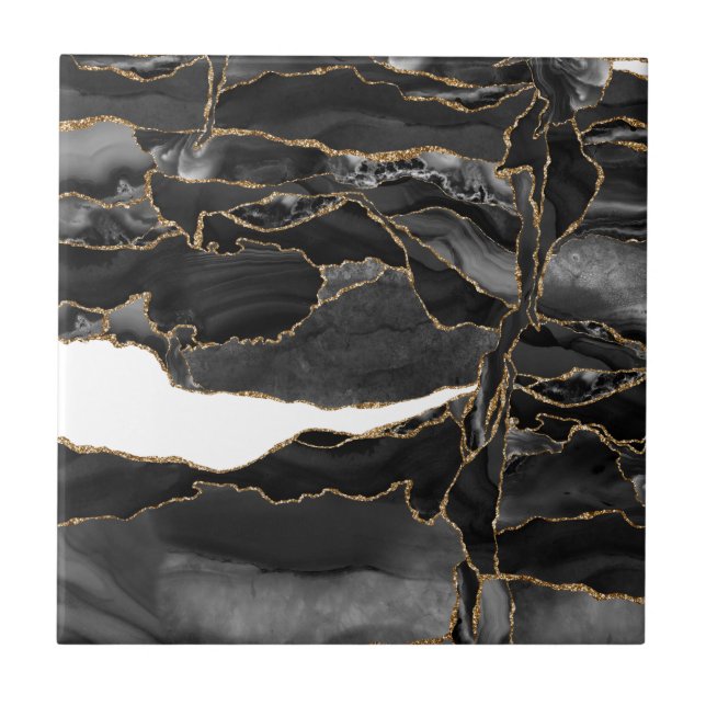 Carreau Porte de Parties scintillant noir et or (Devant)