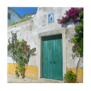 Carreau Porte en bois vert d'eau