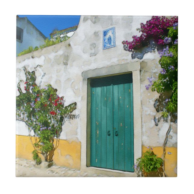 Carreau Porte en bois vert d'eau (Devant)