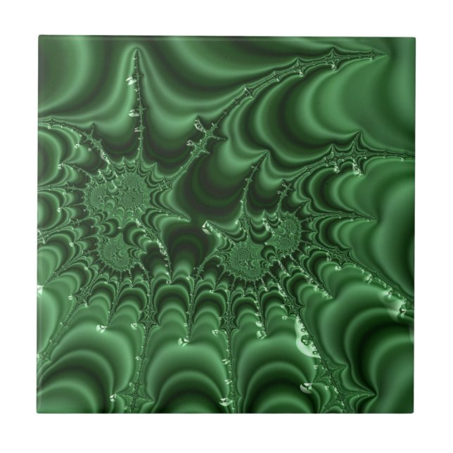 Carreau Porte verte Gemstone Look Fractal Art Abstrait (Devant)