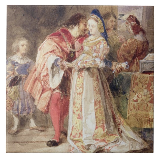 Carreau Portia et Bassanio, c.1826 (la semaine, encre (Devant)