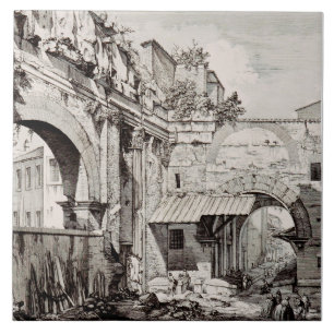 Carreau Portique d'Octavie Rome Art en Noir et Blanc