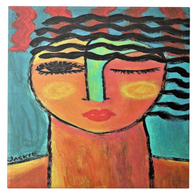 Carreau Portrait Abstrait d'une femme (Devant)