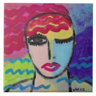 Carreau Portrait abstrait d'une rousse