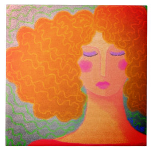 Carreau Portrait Abstrait funky d'une Carrelage en céramiq