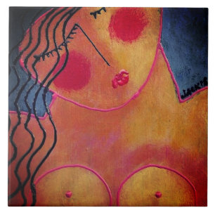 Carreau Portrait Abstrait funky d'une Carrelage en céramiq