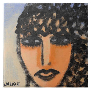Carreau Portrait Abstrait original d'une femme