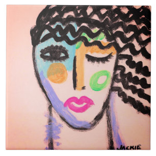 Carreau Portrait Abstrait original d'une femme