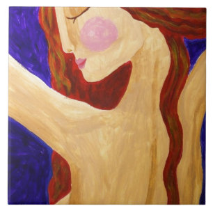 Carreau Portrait Abstrait paisible d'une femme