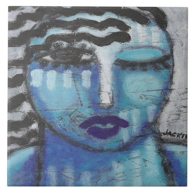 Carreau Portrait acrylique Abstrait et froid sur OSB (Devant)