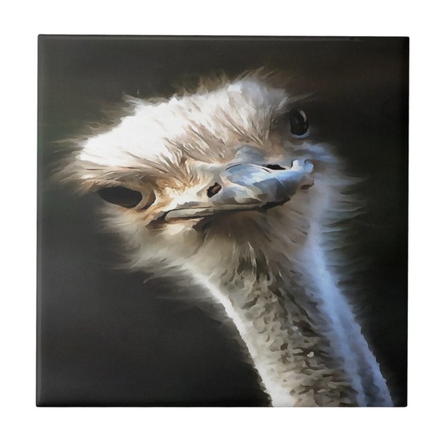 Carreau Portrait Artistique Ostrich Avec Expression Goofy (Devant)