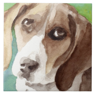 Carreau Portrait de Beagle à l'aquarelle