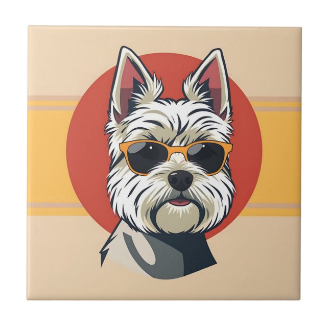 Carreau Portrait de chien maltais moderne du milieu du siè (Devant)