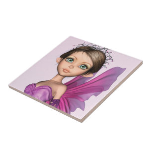 Carreau Portrait de fantaisie aux grands yeux de fée rose