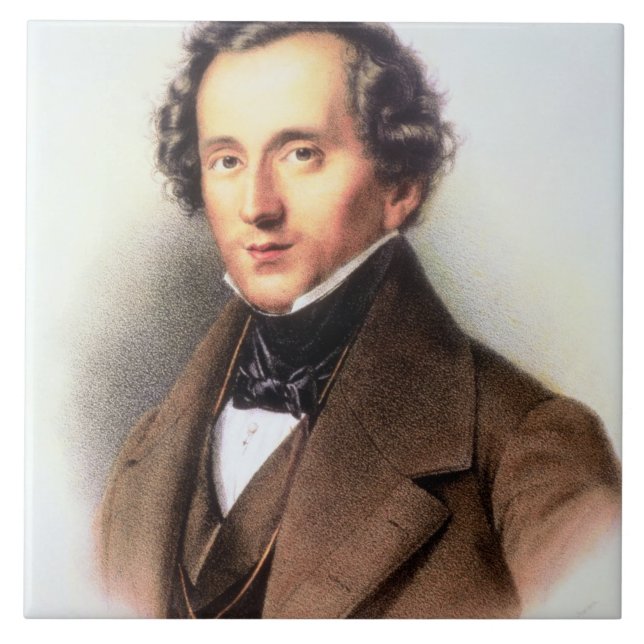 Carreau Portrait de Felix Mendelssohn (1809-47) (litho) (Devant)