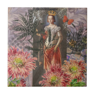 Carreau Portrait de femme Vierge Antique Coloré Riche