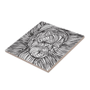 Carreau Portrait de Frida Kahlo Lines