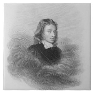 Carreau Portrait de John Milton (1608-74) gravé par