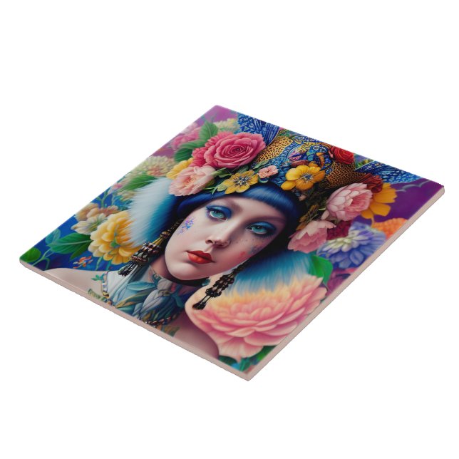 Carreau Portrait de princesse florale (Côté)