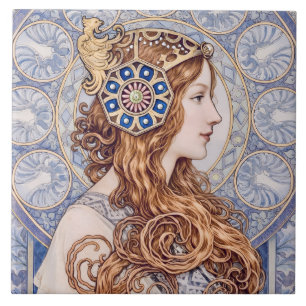Carreau Portrait de Reine Art Nouveau