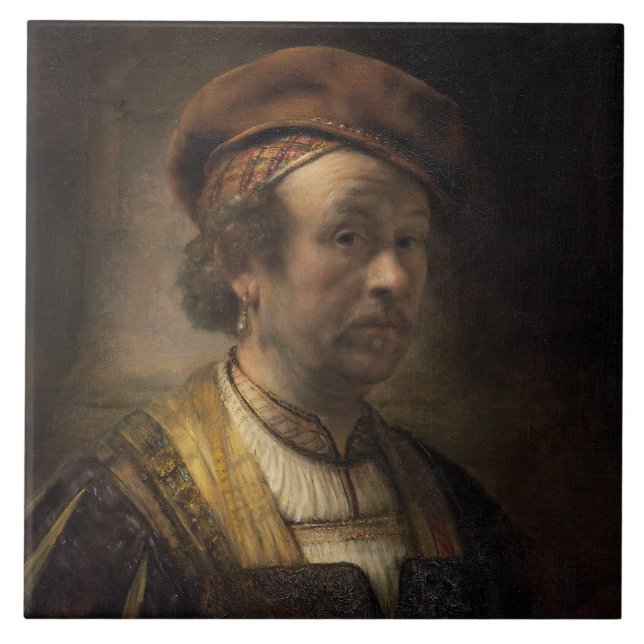 Carreau Portrait de Rembrandt, 1650 (huile sur la toile) (Devant)